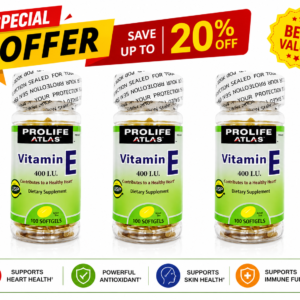 Prolife Atlas Vitamin E 400 IU Softgels 100 Capsules 3 pieces value Pack