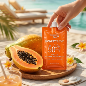 Honest glow tinted papaya sunscreen